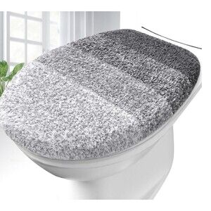 Soft Microfiber Bathroom Toilet Lid Cover Washable Gray Gradient  17.5"X 15" NEW